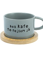 BEZ KAFE TO NEJSEM JÁ - šedý hrníček makronka 200 ml