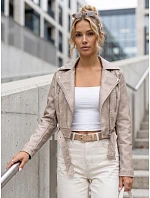 Dámská bunda ve stylu Ramones s koženým páskem, béžová, FashionStreet TY5719