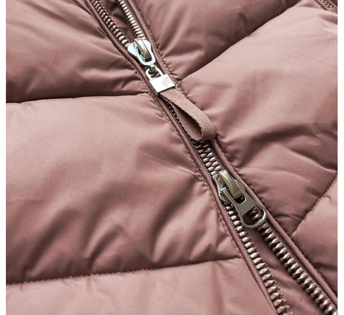 DŁUGA PIKOWANA KURTKA DAMSKA ZIMOWA RÓŻ model 21241982 - Libland