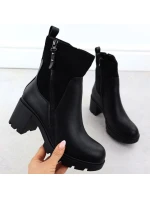 Dámské zateplené boty na podpatku se zipem černé M.Daszynski 23108