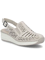 Dámské béžové kožené sandály na platformě Rieker 48763-60