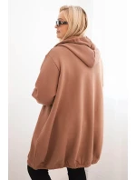 Dámská mikina Plus Size zateplená s kapucí a zipem hnědá Dámská mikina Plus Size zateplená s kapucí a zipem hnědá