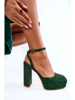 Dámské sandály třpytivé na podpatku model 21597005 - Boto Dámské sandály třpytivé na podpatku model 21597005 - Boto