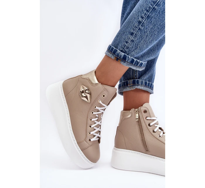 Dámské vysoké tenisky na zip Lemar Bež Katerin Dámské vysoké tenisky na zip Lemar Bež Katerin