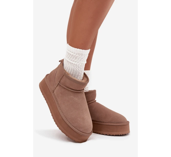 Semišové zimní boty pro ženy na platformě Vinceza 97962 béžové