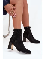 Dámské kotníkové boty na sloupku se zlatým zateplené černé model 21712211 - Boto Dámské kotníkové boty na sloupku se zlatým zateplené černé model 21712211 - Boto