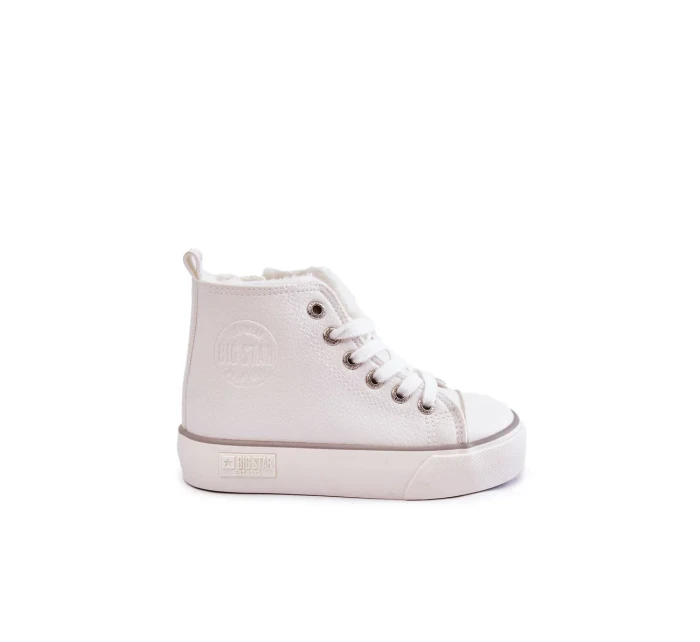 Dětské vysoké tenisky se zipem Big Star KK374227 Bíle Dětské vysoké tenisky se zipem Big Star KK374227 Bíle