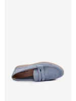 Dámské mokasíny z eko semiše – modré Renelia