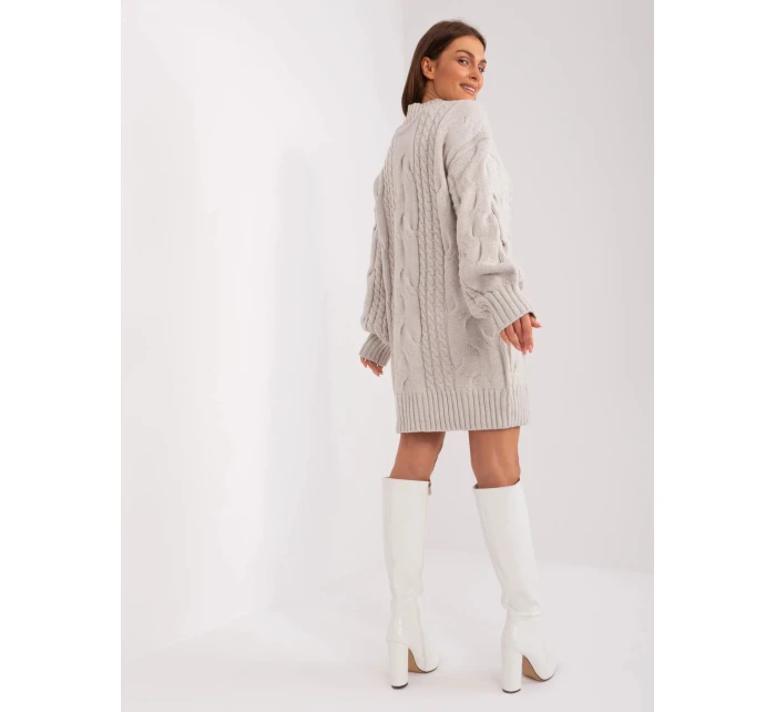 Dámské svetrové šaty světle béžové model 20774219 - FPrice Dámské svetrové šaty světle béžové model 20774219 - FPrice