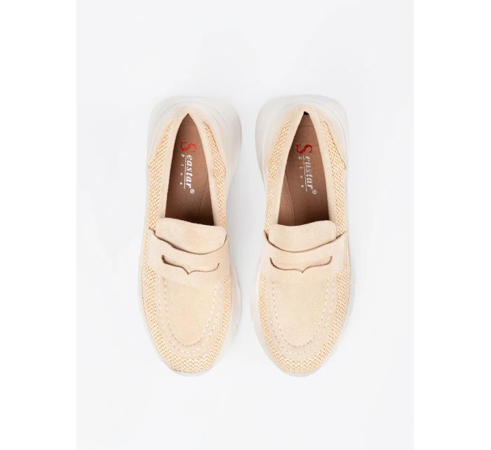 Klasické Jasnobeżowy  polobotky dámské platforma