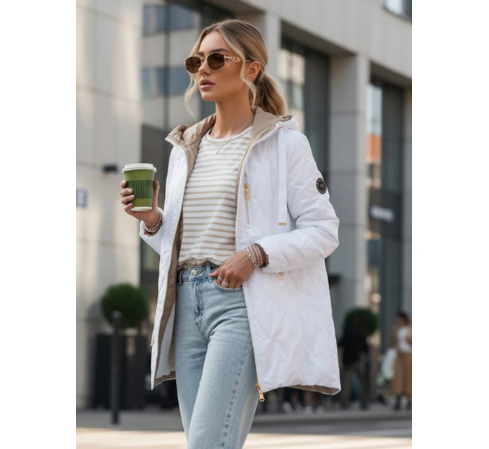 Dámská prošívaná přechodová bunda bílá Dstreet model 21996006 - FashionStreet Dámská prošívaná přechodová bunda bílá Dstreet model 21996006 - FashionStreet