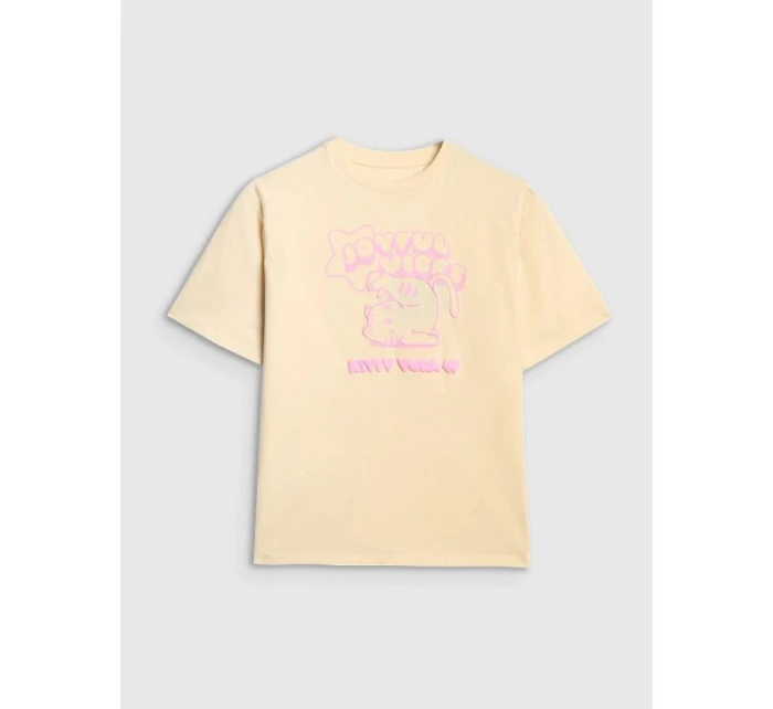 Dívčí tričko oversize s potiskem 4F 4FJRAW25TTSHF3197-12S