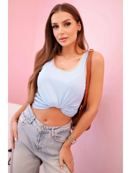 Dámská halenka na ramínka s ozdobným lemem modrý