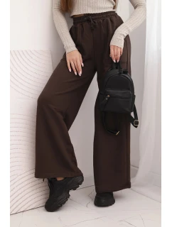 Dámské bavlněné cargo kalhoty s kapsami a řetízkem béžové