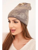 Dámská zimní čepice z vlny s dvojitým lemem oranžová model 21876045 - K-Fashion