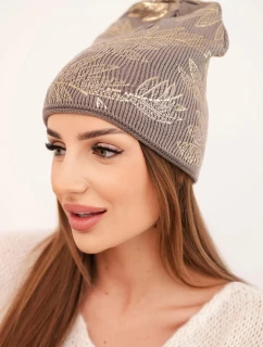 Dámská zimní čepice z vlny s dvojitým lemem oranžová model 21876045 - K-Fashion