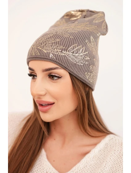 Dámská zimní čepice z vlny s dvojitým lemem oranžová model 21876045 - K-Fashion