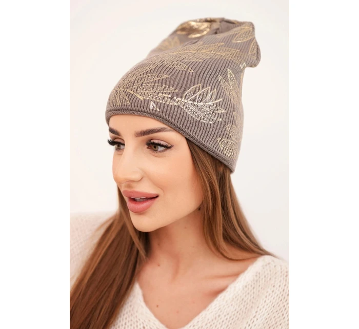 Dámská zimní čepice z vlny s dvojitým lemem oranžová model 21876045 - K-Fashion