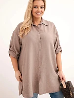 Dámská košile Plus Size z viskózy s delším zadním dílem fango