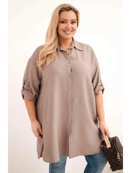 Dámská košile Plus Size z viskózy s delším zadním dílem fango Dámská košile Plus Size z viskózy s delším zadním dílem fango