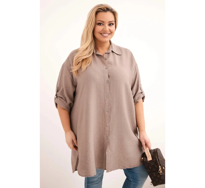 Dámská košile Plus Size z viskózy s delším zadním dílem fango Dámská košile Plus Size z viskózy s delším zadním dílem fango