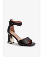 Elegantní černé dámské sandály na podpatku Rosazara