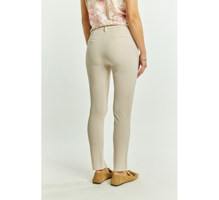 Monnari Elegantní kalhoty Dámské kalhoty s krátkými rozparky Béžová barva