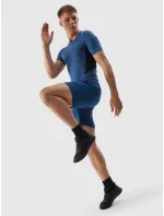 Pánské sportovní tričko slim z recyklovaných materiálů 4F - tmavě modré Pánské sportovní tričko slim z recyklovaných materiálů 4F - tmavě modré