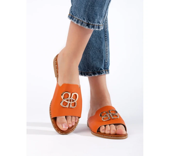 Stylové nazouváky oranžové dámské bez podpatku Stylové nazouváky oranžové dámské bez podpatku