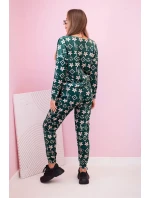 Dámská souprava z veluru s model 21149309 zelená + béžová - K-Fashion Dámská souprava z veluru s model 21149309 zelená + béžová - K-Fashion