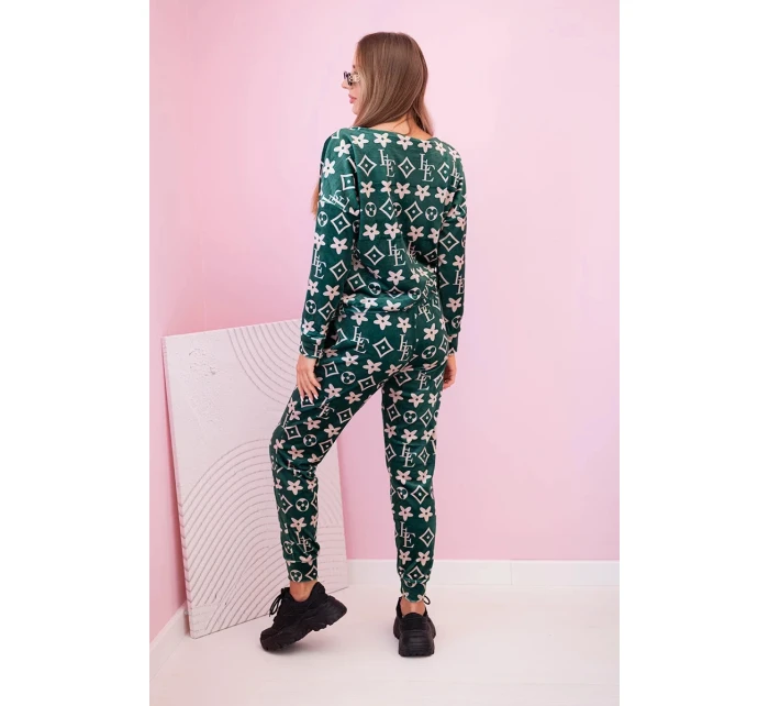 Dámská souprava z veluru s model 21149309 zelená + béžová - K-Fashion Dámská souprava z veluru s model 21149309 zelená + béžová - K-Fashion