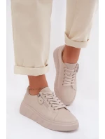 Kožené dámské polobotky s zipem béžové model 22013966 - EVENTO Kožené dámské polobotky s zipem béžové model 22013966 - EVENTO