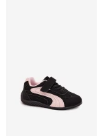 Dětské sportovní boty na suchý zip Perrin – černo-růžové