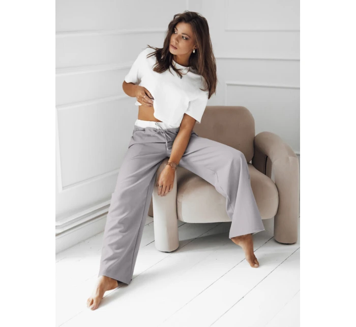 Dámské kalhoty s širokými nohavicemi šedé Dstreet model 21977035 - FashionStreet