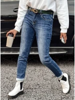 Dámské džínové kalhoty JELVANI s páskem v modré barvě FashionStreet UY2236