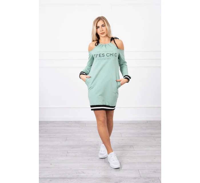 Tres Chic tmavě mátové šaty