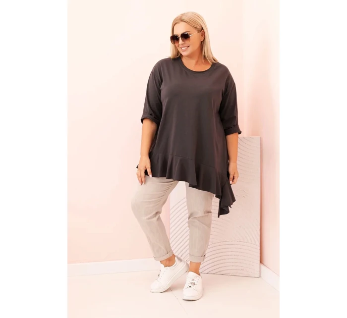 Dámská blůza Plus Size s model 21259114 kapsou a ohrnutým rukávem kiwi - K-Fashion Dámská blůza Plus Size s model 21259114 kapsou a ohrnutým rukávem kiwi - K-Fashion
