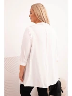 Dámská bavlněná blůza Plus Size asymetrická s ohrnovacími rukávy bílá Dámská bavlněná blůza Plus Size asymetrická s ohrnovacími rukávy bílá