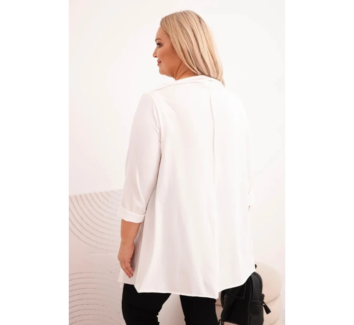 Dámská bavlněná blůza Plus Size asymetrická s ohrnovacími rukávy bílá Dámská bavlněná blůza Plus Size asymetrická s ohrnovacími rukávy bílá