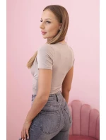 Dámské bavlněné body s V výstřihem a nařasením fango