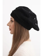 Dámská zimní čepice vlněná s ozdobnými krystalky K459 černá Dámská zimní čepice vlněná s ozdobnými krystalky K459 černá