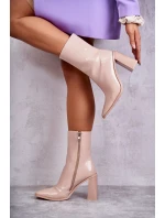 Dámské lakované kozačky Béžové Margit