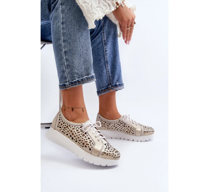 Kožené Polobotky Na Platformě Bežové model 21646202 - Zazoo Kožené Polobotky Na Platformě Bežové model 21646202 - Zazoo