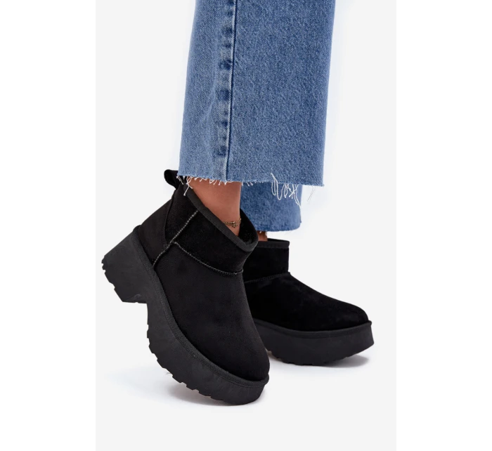 Dámské Nízké Sněhule Na Zasun S Oteplením S Hřejivým Kožíškem Černé Mavelle Dámské Nízké Sněhule Na Zasun S Oteplením S Hřejivým Kožíškem Černé Mavelle