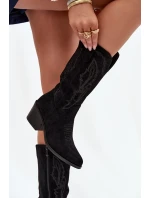 Kozačky Kovbojky Dámské Na Podpatku  Černé model 21708531 - VINCEZA