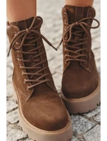 Semišové dámské workery s šněrováním Big Star model 21708627 hnědé - Big Star Shoes