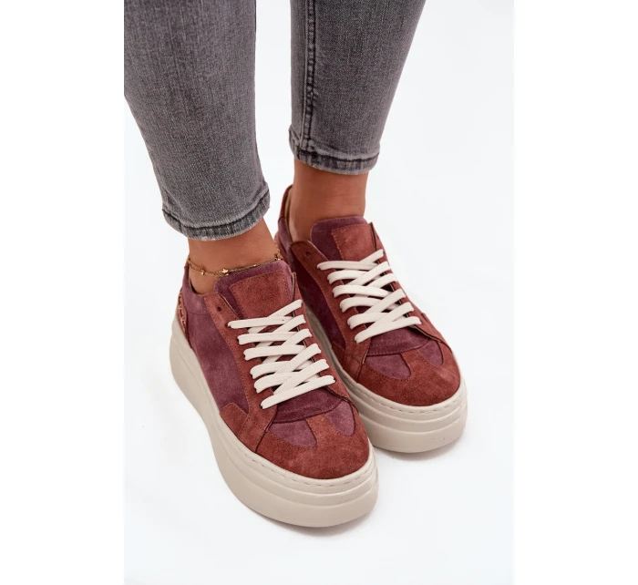 Semišové tenisky na masivní platformě model 21708711 Fialové - Zazoo Semišové tenisky na masivní platformě model 21708711 Fialové - Zazoo