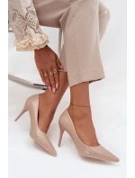 Lakované Eko Kožené Dámské Lodičky S  Béžové model 21711350 - Boto