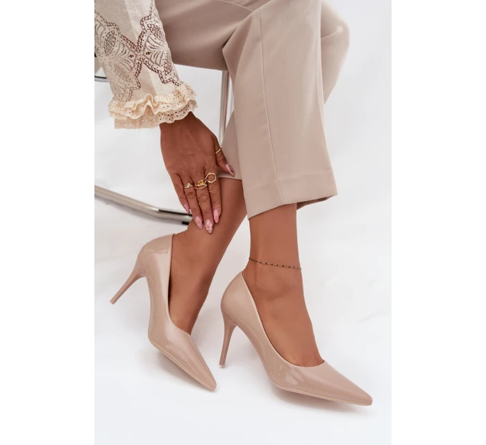 Lakované Eko Kožené Dámské Lodičky S  Béžové model 21711350 - Boto