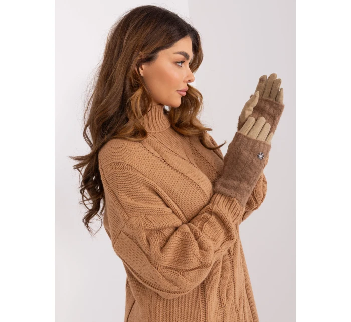 Rękawiczki AT RK model 19328268 ciemny bezowy - FPrice Rękawiczki AT RK model 19328268 ciemny bezowy - FPrice